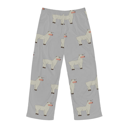 Alpaca Print Pajama Pants — Cozy Grey Lounge Sleepwear for Men